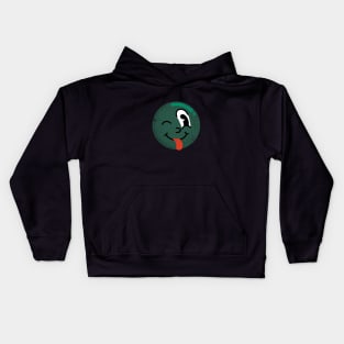 Winking tongue out emoji green Kids Hoodie